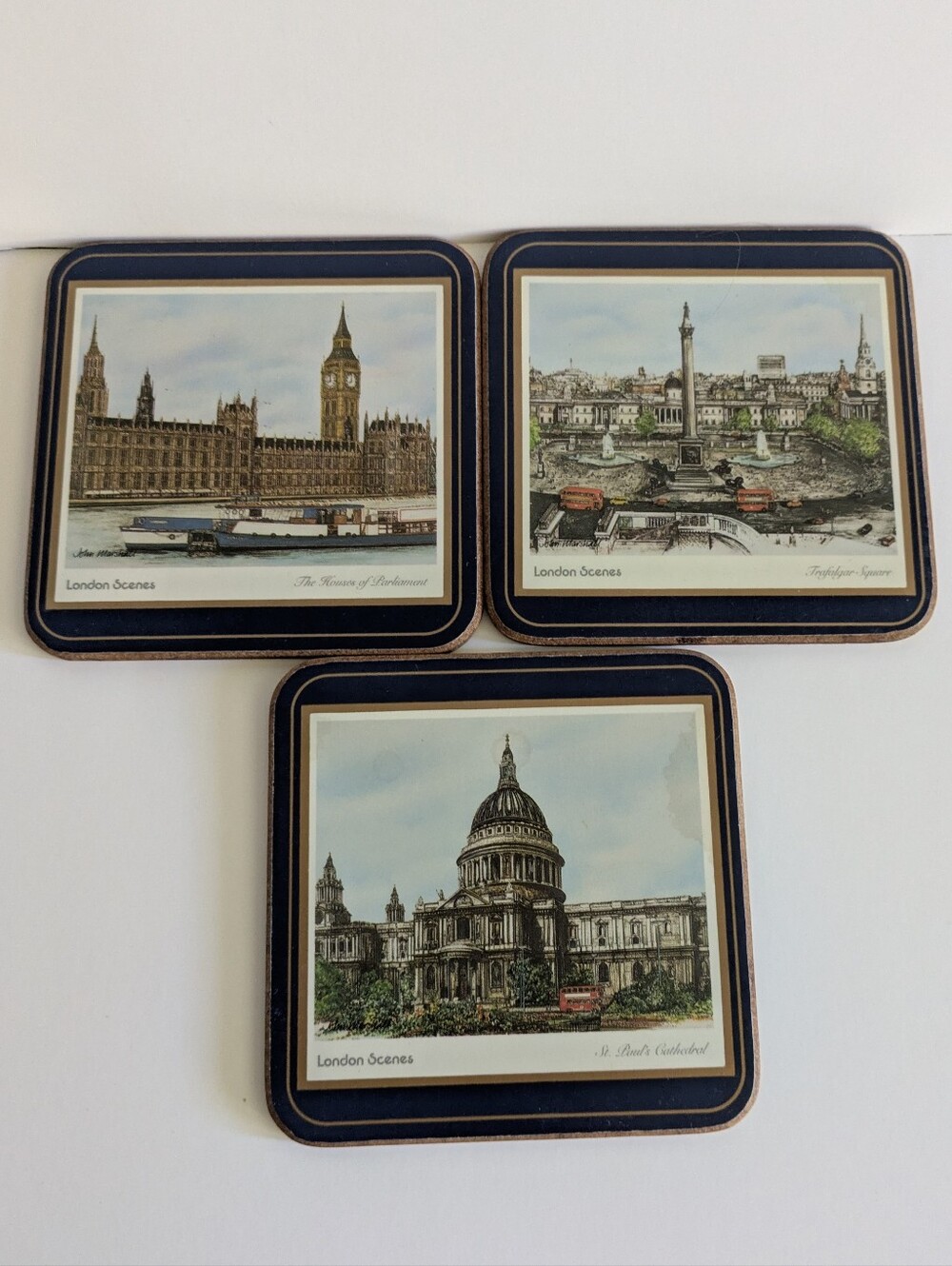 Coasters London Scenes Bundle of 3 Vintage 4 1/4 x 4 1/4